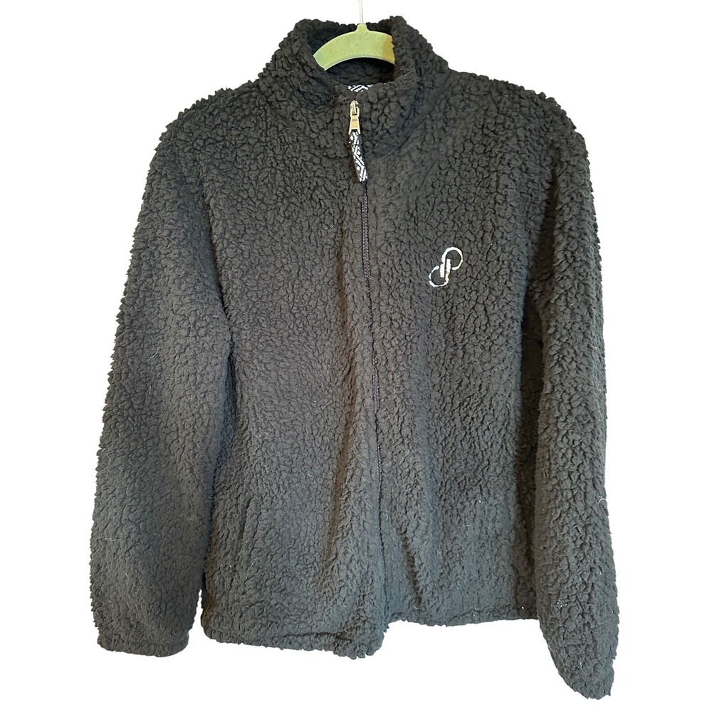 Boxercraft Womens Black Sherpa Fleece Full Zip Jacket Mock Neck Pockets Large